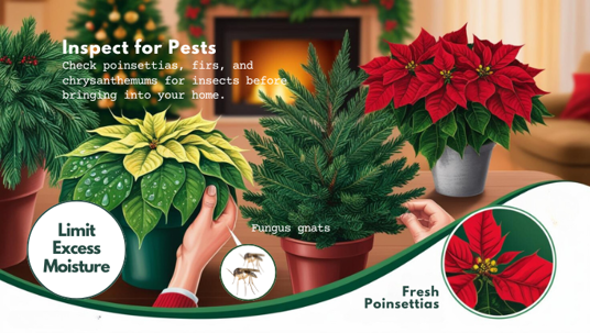 Inspecting holiday greenery for fungus gnats, a pest prevention tip from Accutech Pest Management